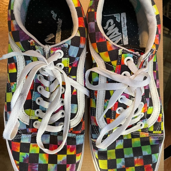 Rainbow 🌈 Checkered Old School Vans Comfy Cush - Picture 2 of 4